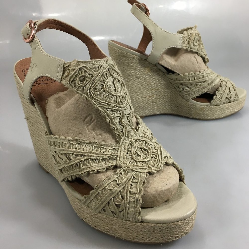 Lucky Brand 10M Ridgeview Beige Macrame 5" Sandals